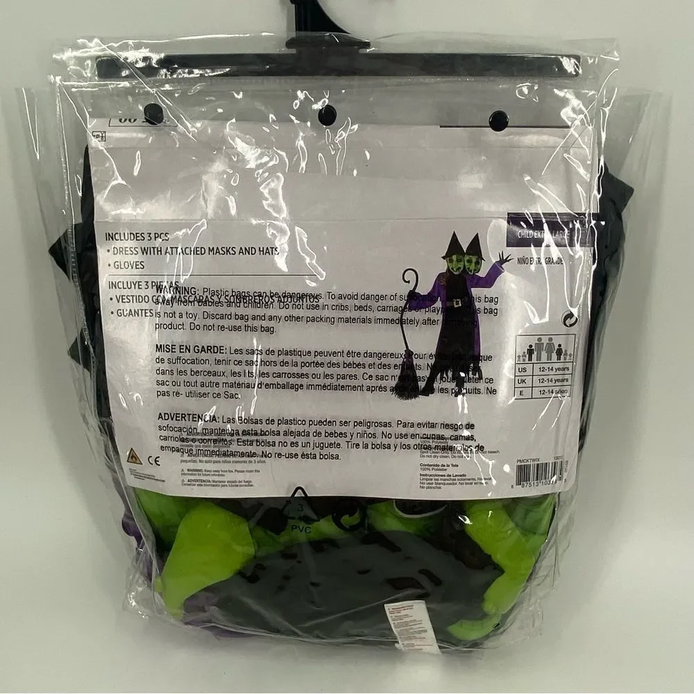 Two-Headed Witch Kids Halloween costume Costume - Purple and Black size L